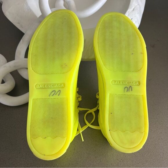 BALENCIAGA Iconic Arena Leather Woman High Top Sneaker Neon Color Size 38. - Picture 6 of 8